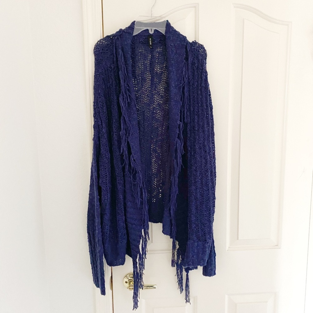 On Twelfth Royal Navy Blue Open Cardigan W Tassels